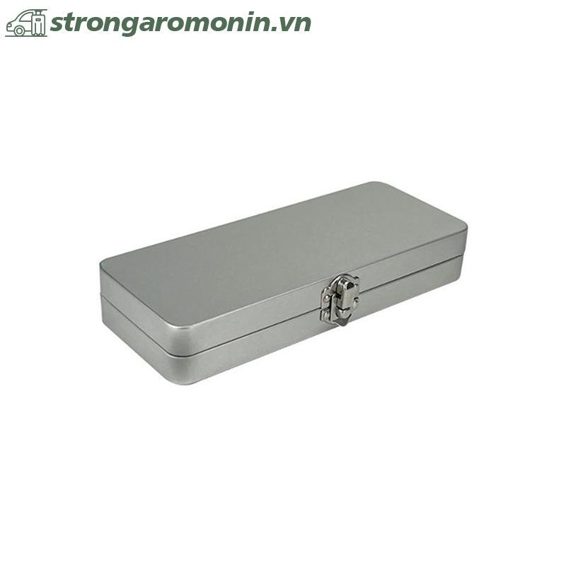 Hộp hình chữ nhật bằng kim loại màu xám bạc bền ST có nắp đậy cho hóa đơn, mỹ phẩm, đồ dùng văn phòng Bảo quản-Perfect cho gia đình, văn phòng ST