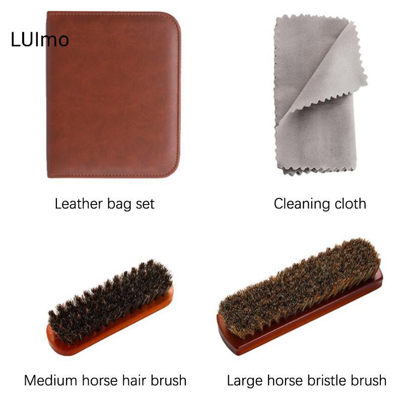 LUImo HorseHair Giày Bộ Bàn Chải Da Chăm Sóc Làm Sạch Dụng Cụ Đánh Bóng Bụi Shoehorn Trắng Giày Bộ Bảo Trì Mềm Giặt SBS
