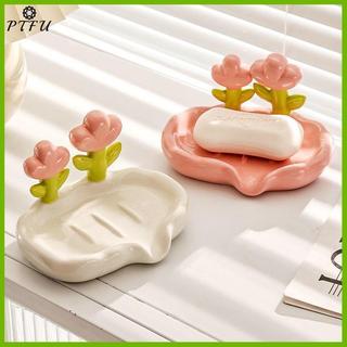 PTFU Sáng Tạo Hộp Xà Phòng Thoát Nước Chống Trơn Trượt Đĩa Phụ Kiện Phòng Tắm Biển Trắng Dùng Cho Tắm Gia Đình Mới