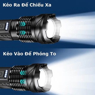 AIMVUKES Đèn pin A76 siêu sáng chiếu xa 300m có Zoom xa gần, chống nước IPX4, pin trâu 7 chế độ sáng