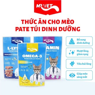 Pate Cho Mèo Mr. Vet Gói 70g Bổ Sung L-Lysine Và Omega 3 Hỗ Trợ Miễn Dịch
