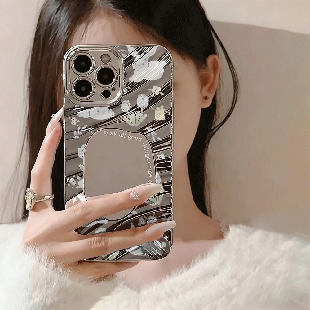 Ánh sáng màu thỏ hoa cỏ cho 16 trường hợp iPhone 17Air mạ gương bạc 14 13 11Pro