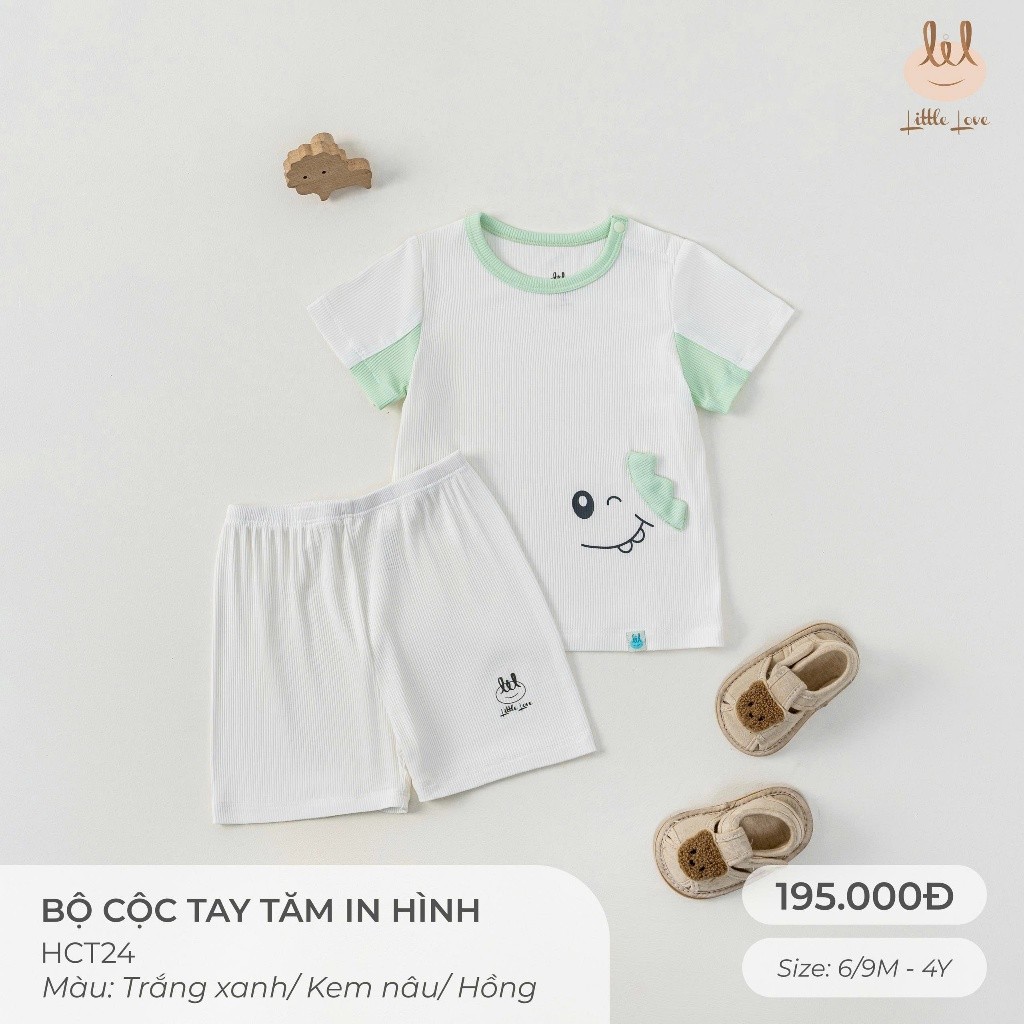 Bộ Cộc Tay Tăm tre kháng khuẩn [ Siêu Mềm, Mát, Mịn Co Dãn Và Thấm Hút Mồ Hôi Tốt] Size 6M - 4Y (HCT24)