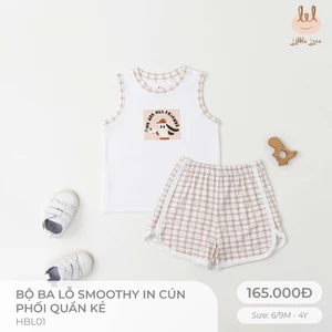 BỘ BA LỖ VẢI SỢI TRE KHÁNG KHUẨN [ SIÊU MỀM, MÁT, MỊN CO DÃN VÀ THẤM HÚT TỐT] TRẮNG PHỐI SZ 6M -4Y (HBL01)