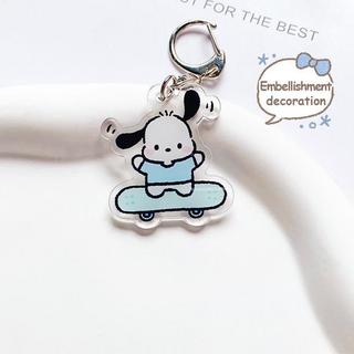 [Yybooklu]COD Cartoon Anime Acrylic Keychain Skateboarding Couple Bag Pendant Keychain - Kuromi