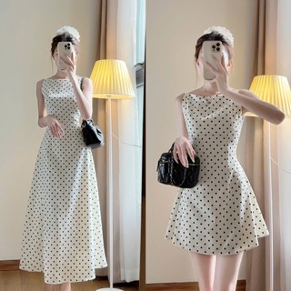 Váy 2 Dây Chấm Bi Cổ Thuyền 2 From Ngắn Dài Cá Tính Đi Chơi , Váy Tiệc, Váy cổ yếm