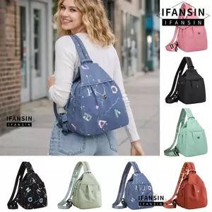 Ba lô FANSIN, Túi du lịch nhiều lớp bằng vải, Túi đeo chéo chống nước đa năng dung tích lớn thông thường Unisex