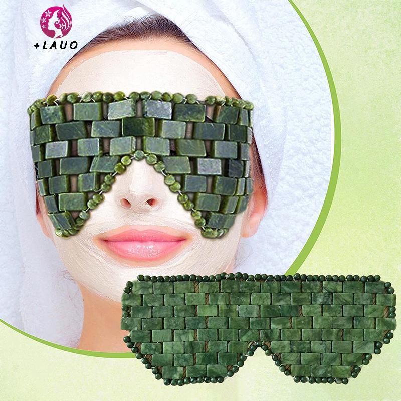 Springevenstar Mặt nạ mắt Carbonatite tự nhiên có thể tái sử dụng Máy mát xa ngọc bích Thư giãn khi ngủ Dụng cụ Massage Chăm sóc mặt Đá làm mát mặt nạ ngủ Springevenstar
