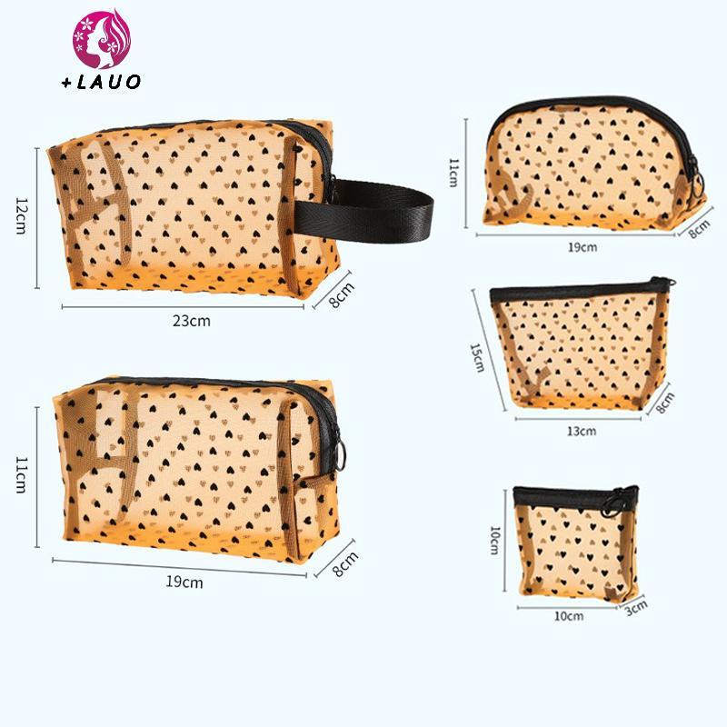 Springevenstar Love In Lưới Túi Đựng Mỹ Phẩm Di Động Vệ Sinh Tổ Chức Túi Trang Điểm Đa Năng Trong Suốt Nữ Lipsti Túi Bảo Quản Springevenstar