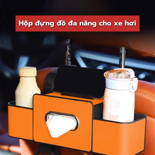 Hộp Đựng Đồ Đa Năng Treo Sau Ghế Ô Tô Bền Chắc, Có Móc Treo Và Khay Điện Thoại