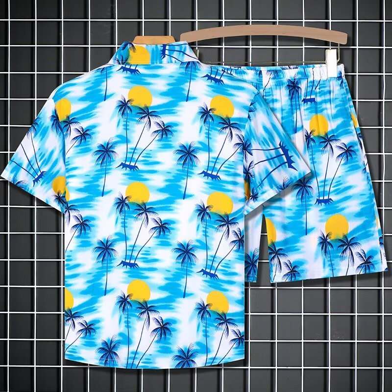 Bộ Đồ Du Lịch Hawaii Phù Hợp Mùa Hè, Thiết Kế Cây Cọ Nhiệt Đới