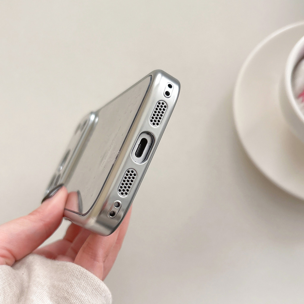 Ốp điện thoại mặt gương nơ có viền INS cho iPhone 17 Pro Max 17 16 15 14 13 Vỏ điện thoại chống rung