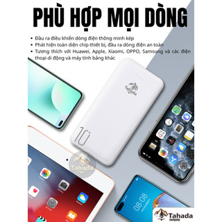 Pin sạc dự phòng chính hãng TAHADA T-102 10000mah Li-polymer 10w Sạc 2 thiết bị cùng lúc tiện lợi