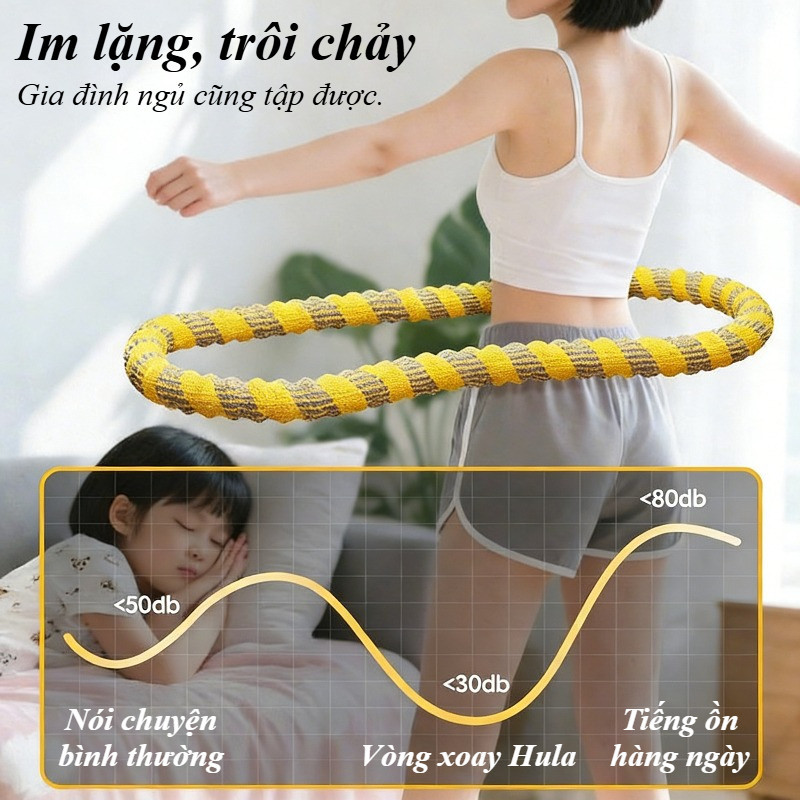 Vòng lắc eo lò xo bọc đệm mềm chống trượt, không đau, bảo vệ hông, giảm mỡ bụng hiệu quả tại nhà