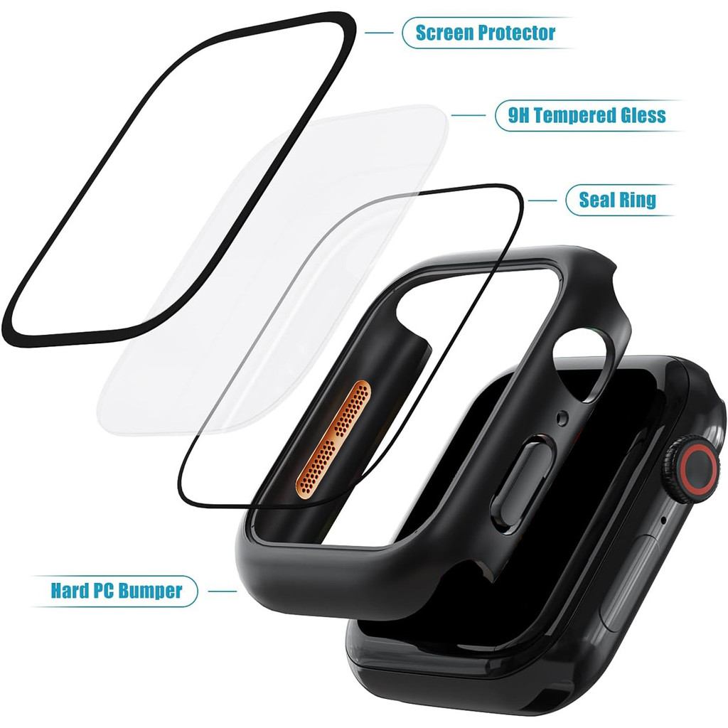 Kính cường lực + vỏ bảo vệ tương thích cho Apple Watch Series11 / 10 42mm 46mm 9 8 7 6 SE 44mm 40mm 45mm 41mm