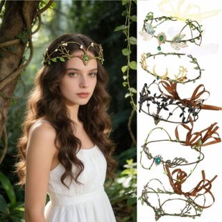 SEREIP Elf Vòng Hoa, Kim Cương Giả Trang Trí Đầu Hoa Nho Vương Miện, Phụ Kiện Tóc Cô Dâu Kiểu Tóc Nhân Tạo Hoa Công Chúa Mũ Đội Đầu Nữ