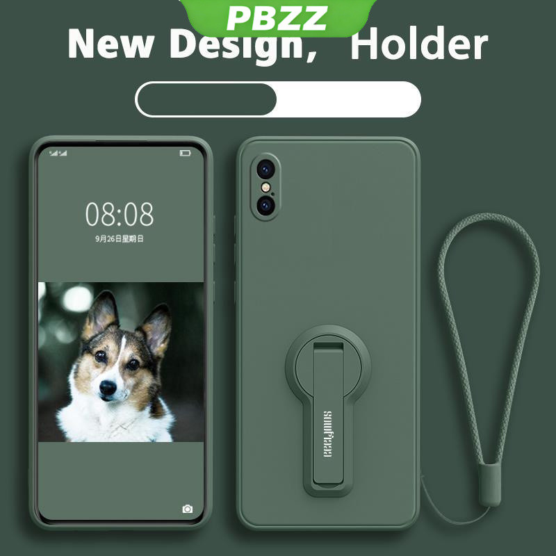 Ốp lưng iPhone X/XS/XR/XS Max viền vuông, silicon mềm, chống sốc, bảo vệ 360°, kèm giá đỡ, thiết kế mới