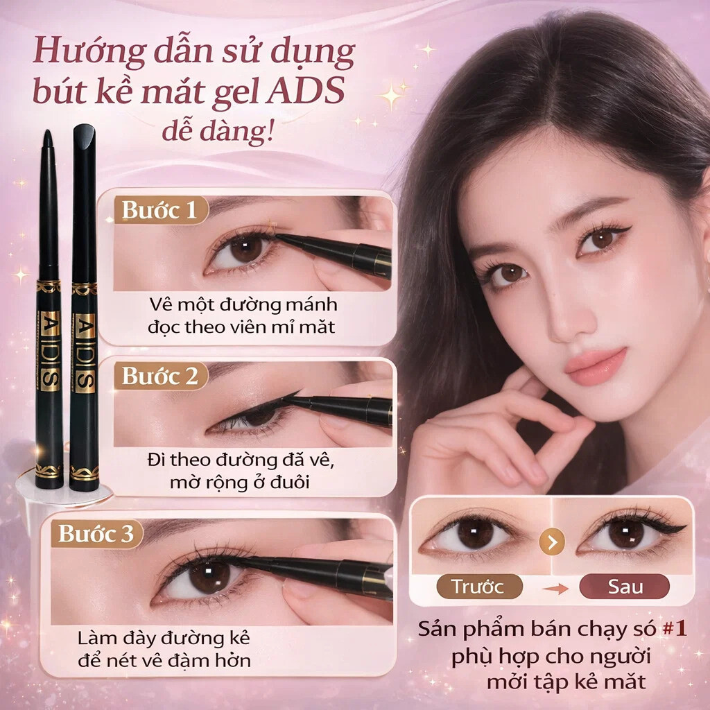 Bút kẻ mắt dạng gel chống thấm nước và mồ hôi / Bút kẻ mắt dạng gel xoay tự động / Bút kẻ mắt dạng gel không lem/Kẻ mắt dạng gel màu nâu