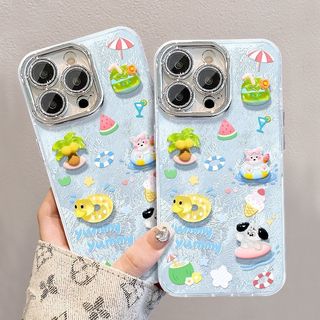 Hoa Văn Vỏ Lỗ Mịn Dừa Puppy Dâu Thích Hợp Cho iPhone 16proamx Ốp Điện Thoại 13pro 15 Bao Gồm Tất Cả