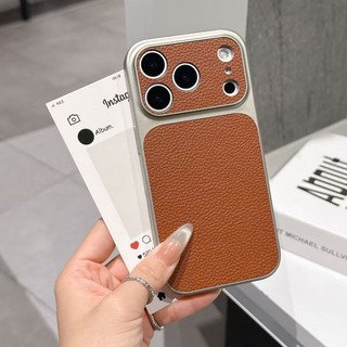 Ốp Điện Thoại Da Họa Tiết Litchi Sang Trọng Cho iPhone 11 12 13 14 15 16 17 Pro Max Ốp Lưng Kinh Doanh Chống Sốc