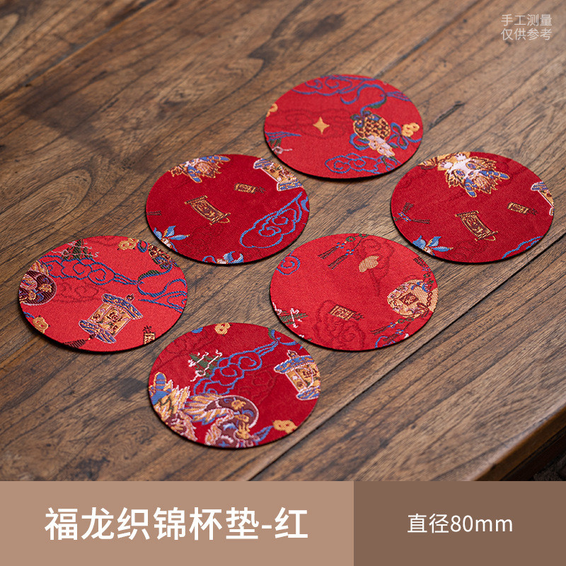[Set 6 Miếng] Miếng Lót Ly Vải Vân Sa Họa Tiết Hoa Cỏ Á Đông - Đế Lót Ly Sang Trọng Không Phai Màu - Miếng Lót Trang Sức, Phụ Kiện Chụp Ảnh Decor