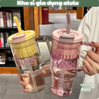 Ly Uống Nước Có Ống Hút Và Nắp Chống Tràn Dung Tích Lớn, Cốc Nước Có Tay Cầm 4 Màu – Gia Dụng Alulu