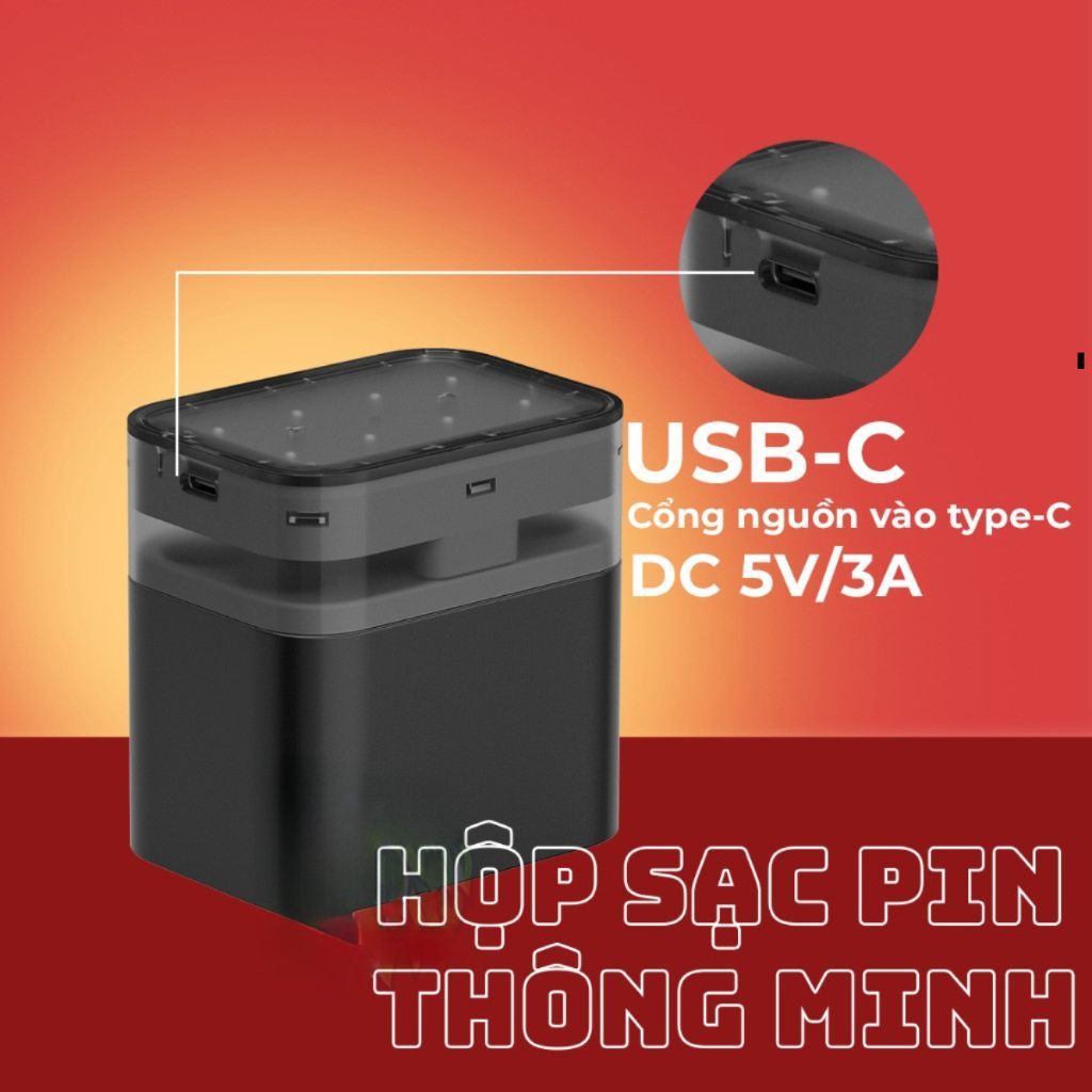 Sạc pin Beston M7038 cho cả loại 1.2V và 1.5V, cổng sạc USB-C tiện lợi, có đèn báo sạc thông minh