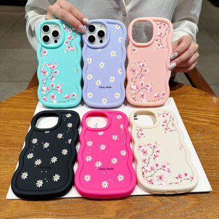 Ốp Lưng Cho OPPO A6 A5 A3 Pro A6X A3X A58 A78 A57 A77 A38 A18 Reno 7Z 8Z Vỏ Hoa Cúc Dễ Thương Hoa Đào Silicon Mềm Sóng Họa Tiết Bên Màu Kẹo Chống Sốc