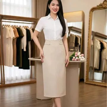 Chân váy bút chì công sở nữ dài qua gối xẻ sau chất đẹp PL33-Chân váy ôm công sở