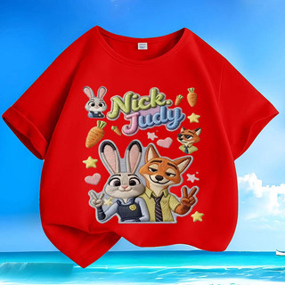 Áo thun cổ tròn thoải mái được thêu hình Judynick của Disney, được thiết kế dành riêng cho bé gái.