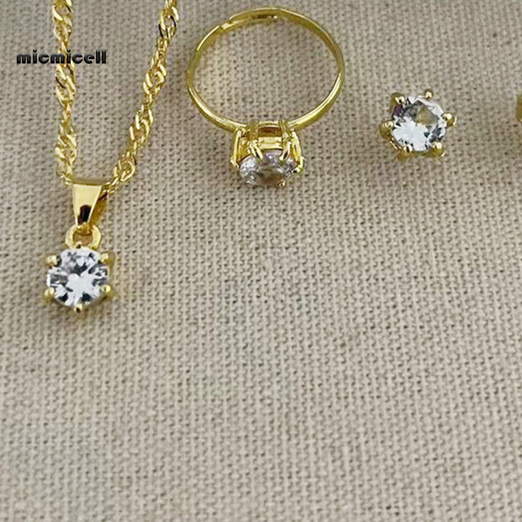 Bộ Trang SỨc Nữ Cao Cấp: Bông Tai Và Vòng Cổ Kim Cương Giả Từ Thép Không Gỉ Linh Hoạt