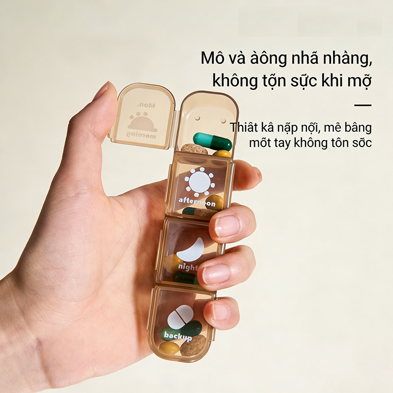 Hộp đựng thuốc 7 ngày 28,Khay Chia Thuốc Trong Suốt Nhiều Ngăn To ngăn tiện lợi,Mang Đi Du Lịch