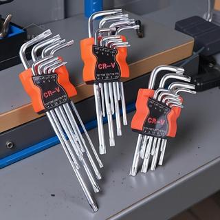 RO > 9 Cái Torx Star Cờ Lê Bộ Allen Phím Lục Giác Cờ Lê Đầu Kép Loại L Tuốc Vít Ngôi Sao Dụng Cụ Sửa Chữa Tay Cho DIY Sửa Chữa Nhà Mới