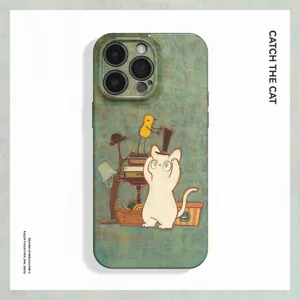 Ốp Điện Thoại Retro Mèo Con QYJS Thích Hợp Cho IPhone 11 13 14 15 16 ProMax 17 AIR 12 PRO 7 8 PLUS XR XSMAX Phim Vỏ Cứng Anime