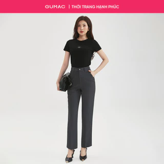 Quần tây nữ ống đứng GUMAC dài 93cm lưng thun may ẩn công sở chất liệu xẹc ý mềm mịn thoải mái QF05022