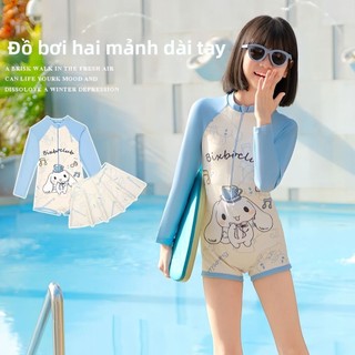 Đồ bơi liền thân tay dài cho bé gái - váy bơi dễ thương họa tiết hoạt hình nhanh khô