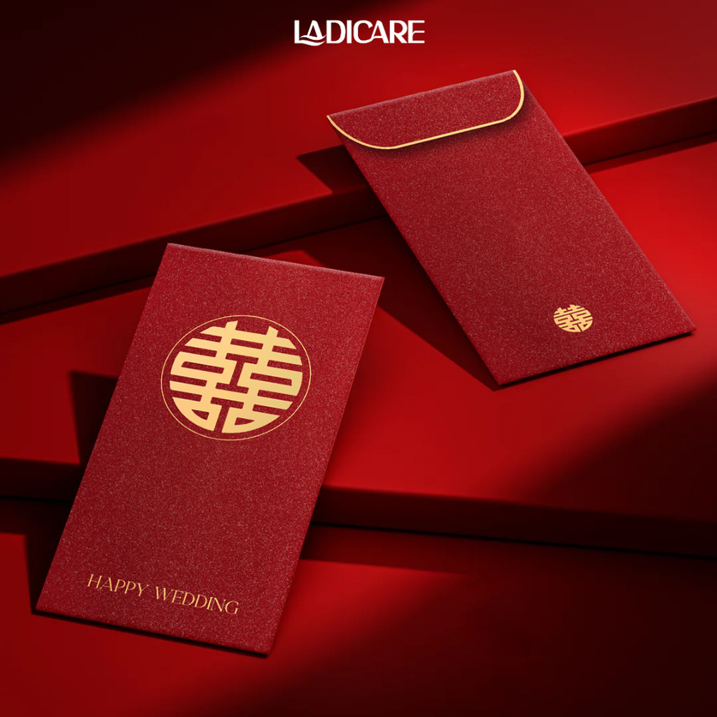 Bao lì xì đỏ mừng cưới, lì xì song hỷ, lì xì bê tráp, giấy ép kim nhũ cao cấp, mẫu mới nhất tết 2026