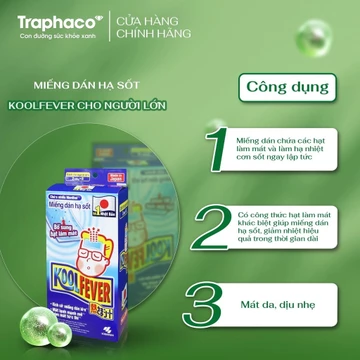 TTBYT Miếng Dán Hạ Sốt Koolfever Dành Cho Người Lớn Traphaco - Hỗ trợ Hạ Sốt Nhanh, Mát Da, Giảm Nhiệt, Kích Cỡ Lớn