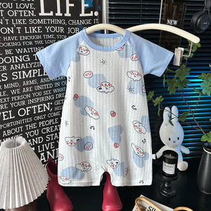 Bé Trai Bé Gái Mùa Hè Mỏng Jumpsuit Tay Ngắn Điều Hòa Không Khí Phù Hợp Với Bộ Đồ Ngủ Size 59-90 ZXWY