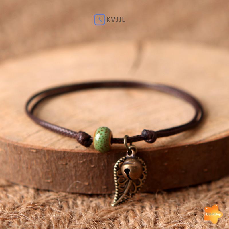 Vòng chân gốm đa màu dành cho nữ, chuông lá đồng cổ điển, phong cách boho, phù hợp làm quà tặng cho bữa tiệc bãi biển.