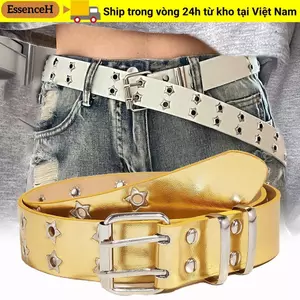 Thắt lưng da ESSENCEH Gothic, phong cách punk rock và hip hop, đinh tán hình ngôi sao