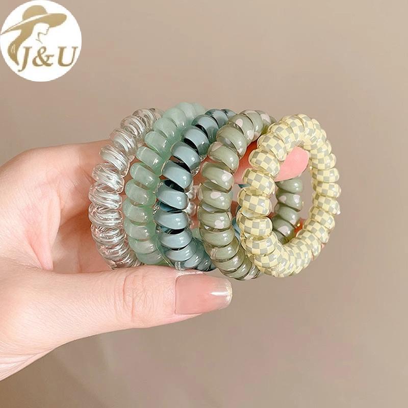 JU 5 Chiếc Dây Buộc Tóc Nhiều Màu Sắc Lò Xo Co Giãn Phù Hợp Với Bé Gái Và Nữ