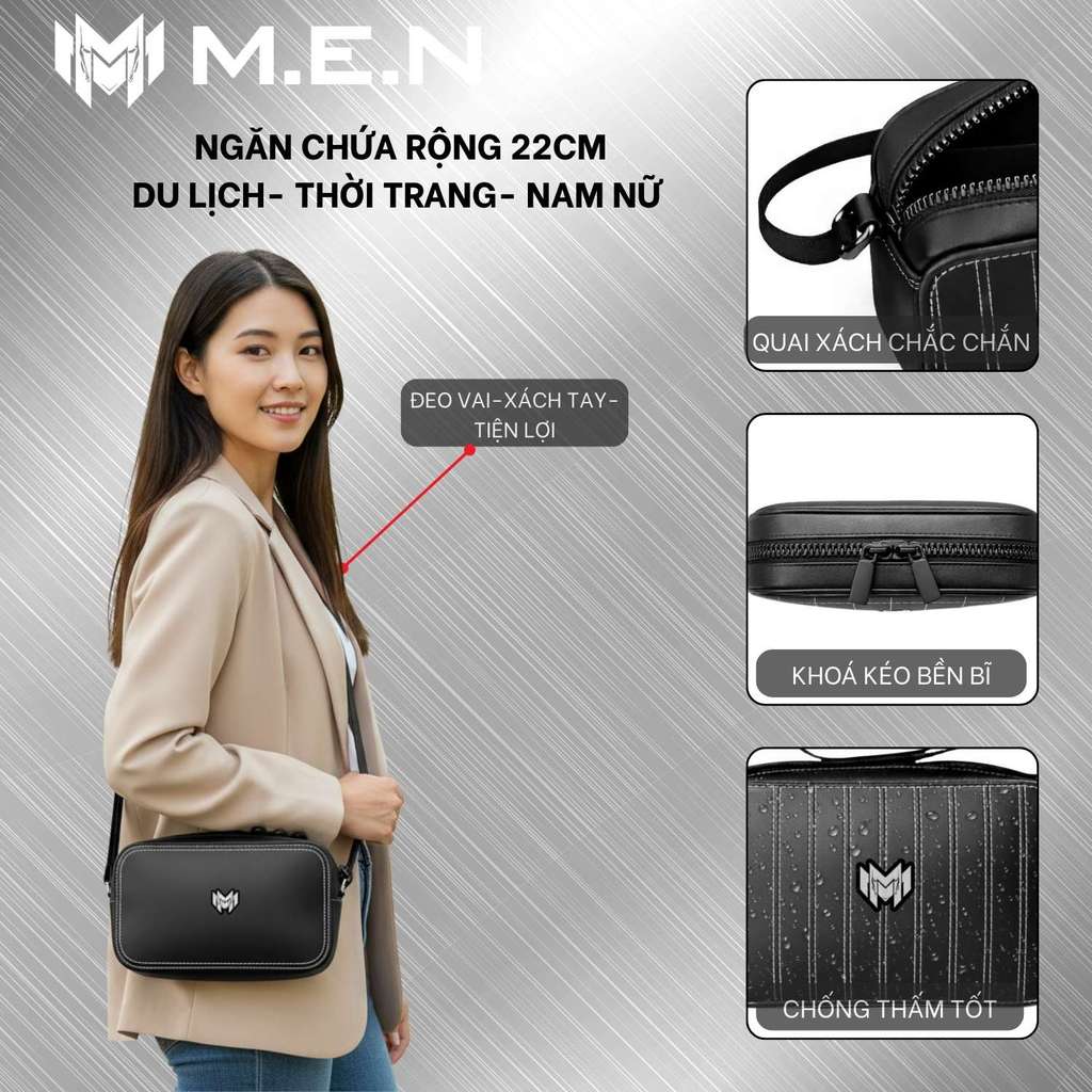 Túi đeo vai da hoạ tiết Captand M.E.N chống trầy [NEW]