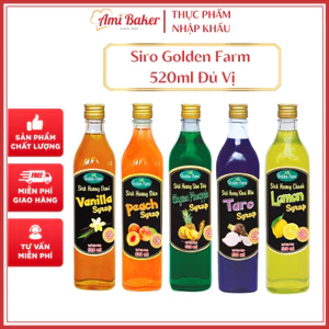 Siro Golden Farm 520ml Đủ Vị, Sirup Hương Vị Đậm Đà Cho Đồ Uống