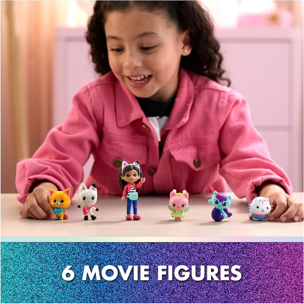 Nhà búp bê Gabby: The Movie – Gói phi hành đoàn giả mèo – Bộ đồ chơi 11 mảnh với Gabby Girl, Bàn chân Pandy, Kitty Fairy, Mercat, Cakey & Chumsley – Nhân vật & Phụ kiện