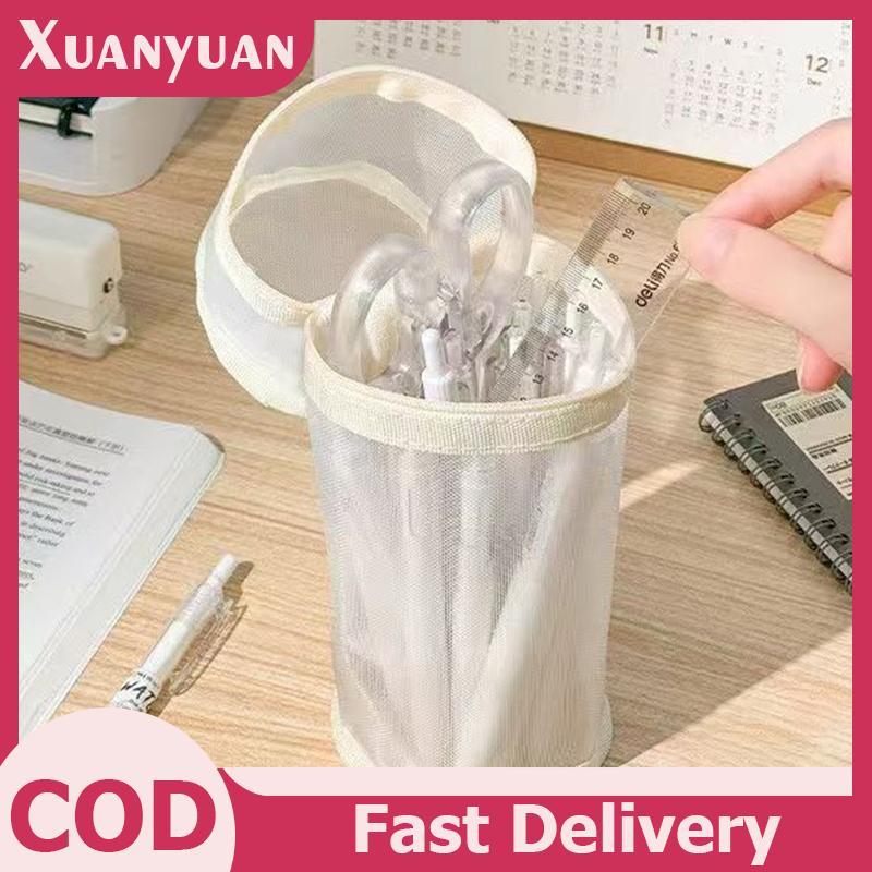 XUAN Lưới Kép Cọ Trang Điểm Túi Bảo Quản Bàn Chải Di Động Hộp Đựng Bàn Chải Dung Tích Lớn Đơn Giản Giá Đỡ Xô Du Lịch Túi Đứng VN