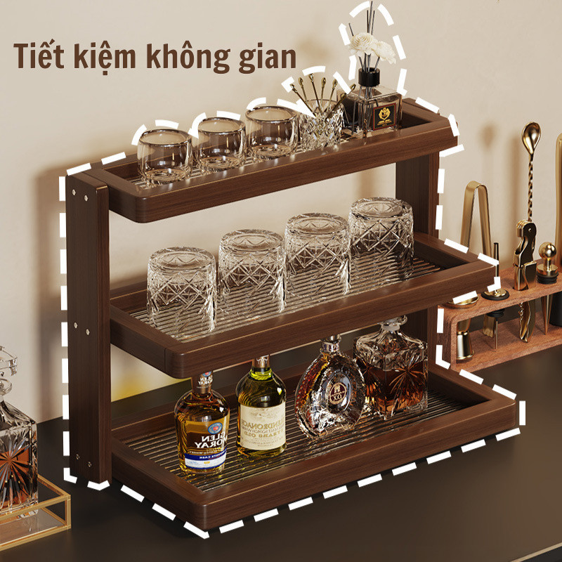 Kệ Úp Ly Cốc Để Bàn Cao Cấp Dino Bằng Gỗ Tre – Kệ Trưng Bày Nhiều Tầng, Kệ Để Đồ, Kệ Để Gia Vị Phòng Bếp, Phòng Trà