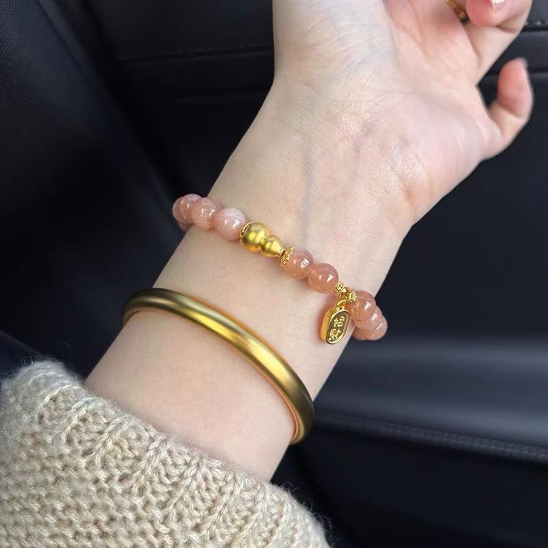 Fortune Bầu Giả Sunstone Vòng Tay Ánh Sáng Mới Sang Trọng Niche Cảm Giác Cao Cấp May Mắn Hạt Pha Lê Vòng Tay