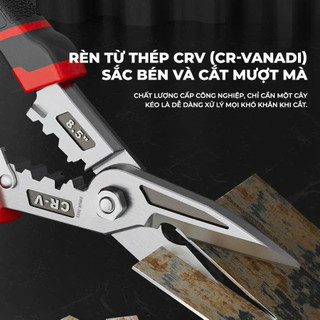 Kéo Cắt Đa Năng  Thép CR-V 8.5 inch, Cắt Dây Điện, Tôn, Thép Mỏng Kéo Chuẩn Công Nghiệp  AIMVUKES