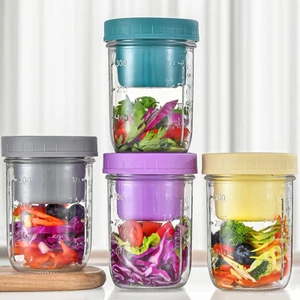 Hộp đựng Salad thủy tinh có cốc nước sốt riêng biệt và cân trong suốt để tươi mát